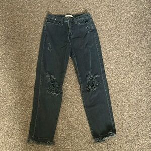 Juniors Distressed Black Mom Jeans
